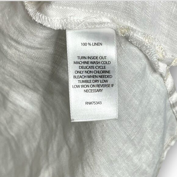 Lucy & Laurel Metallic Stripe 100% Linen Tank Gold and White Women’s Size Large - Picture 8 of 8